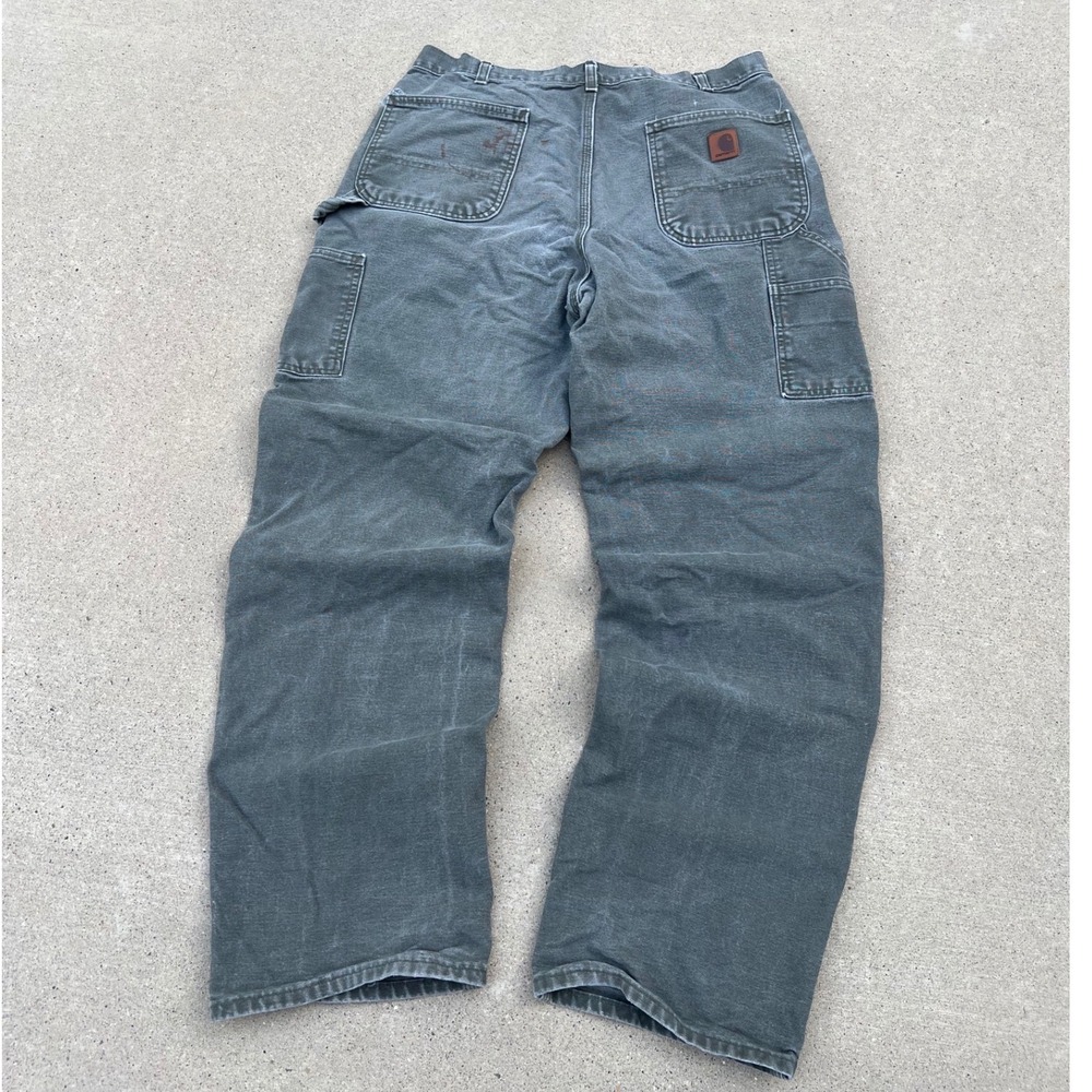 Carhartt Pants Mens 36x34 B11-MOS Faded Moss Green Distressed Workwear